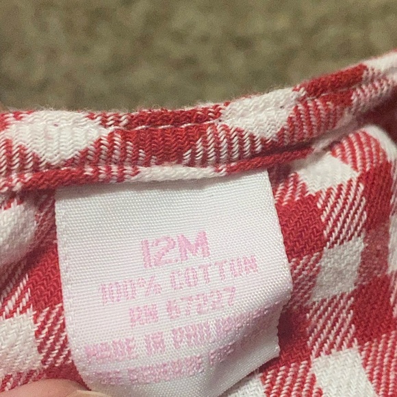 Vintage Red Gingham Button Dress with White Bears - Size 12M - Picture 4 of 4